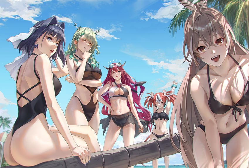 ouro kronii, nanashi mumei, hakos baelz, ceres fauna, and irys (hololive and 1 more) drawn by tight_(ohmygod)