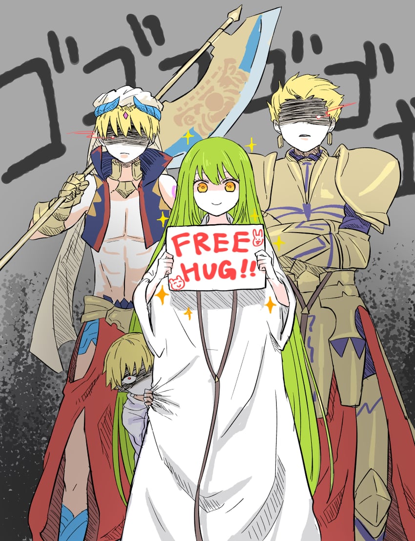 enkidu, gilgamesh, and child gilgamesh (fate and 1 more) drawn by himeko_(nico6v6pachi)