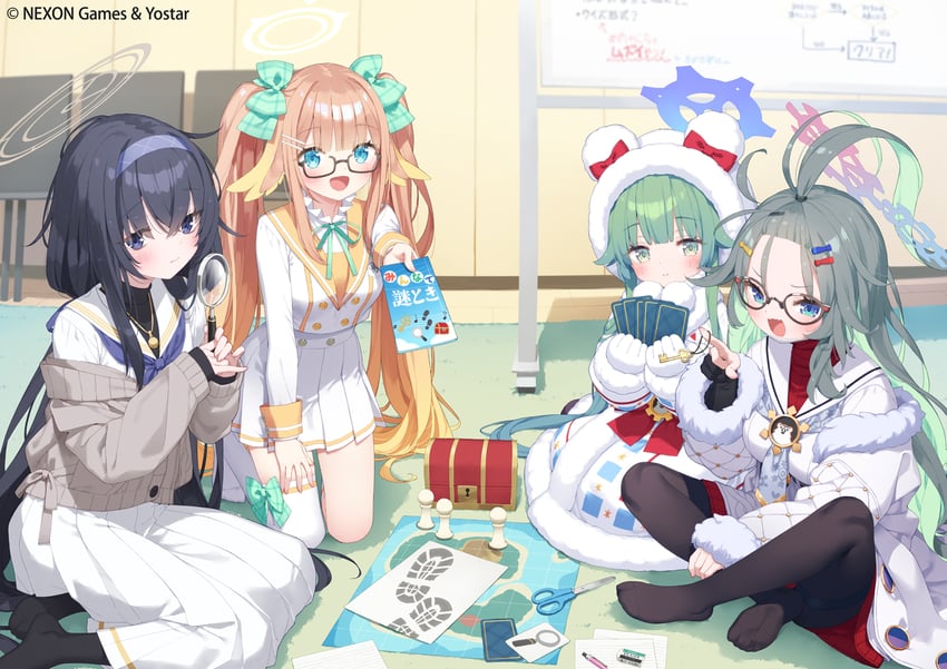 ui, momiji, shimiko, and meru (blue archive) drawn by kani_biimu
