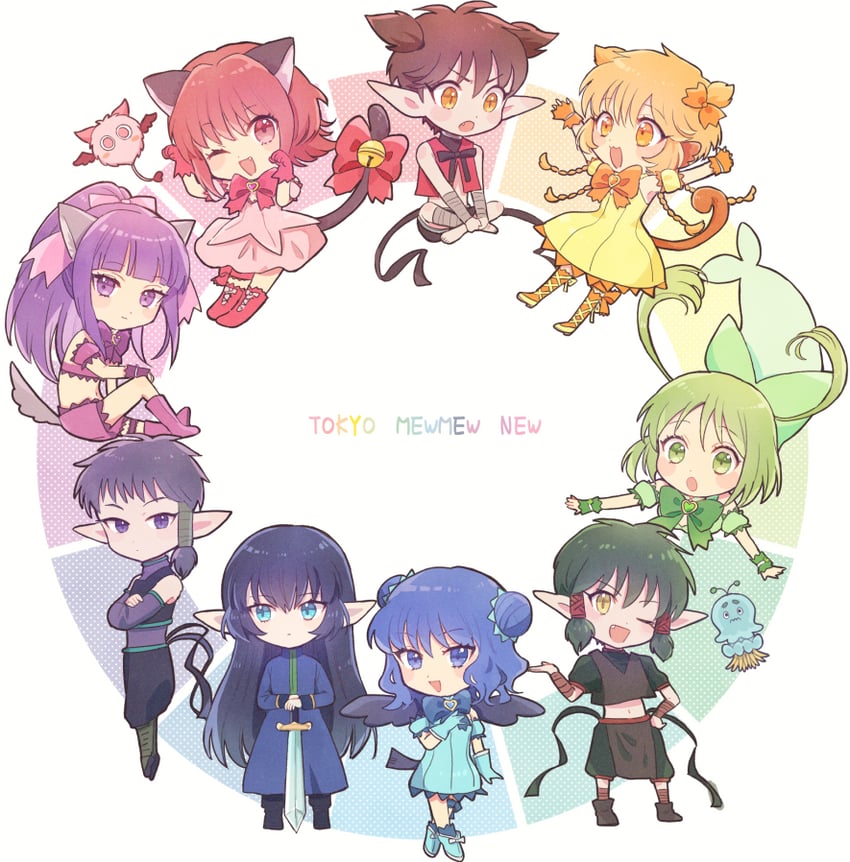 momomiya ichigo, mew ichigo, aizawa mint, fujiwara zakuro, midorikawa lettuce, and 10 more (tokyo mew mew and 1 more) drawn by nuka_(nukamochi)