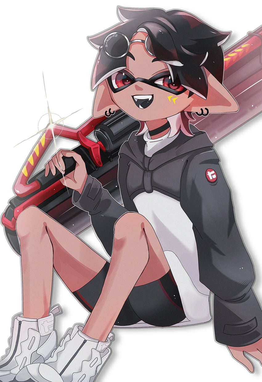 inkling player character and inkling boy (splatoon and 1 more) drawn by icebo_x_x
