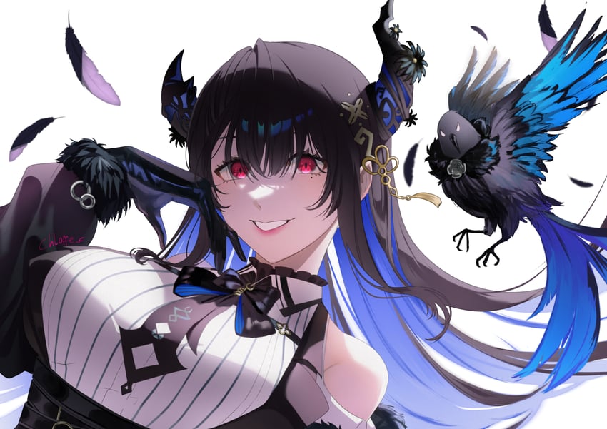 nerissa ravencroft and shadow (hololive and 1 more) drawn by chloffe_c