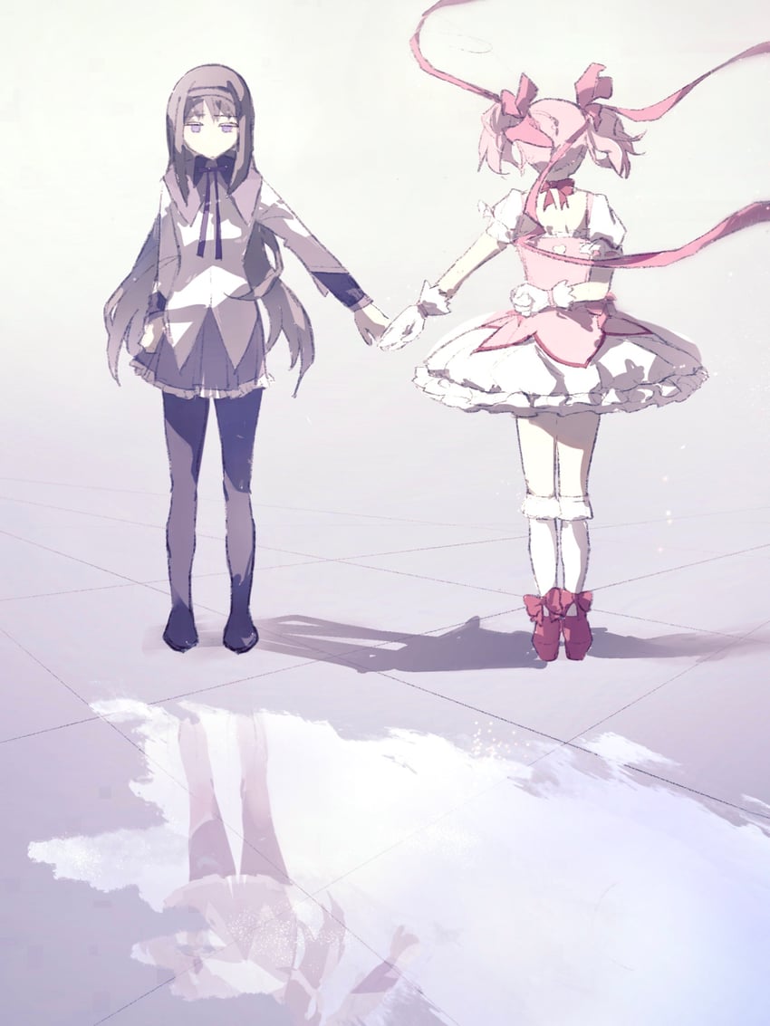 akemi homura and kaname madoka (mahou shoujo madoka magica) drawn by meowristo