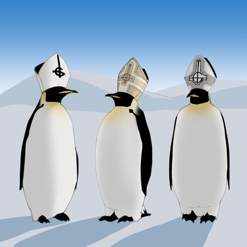 papa emeritus ii, papa emeritus i, and papa emeritus iii (ghost) drawn by erumil