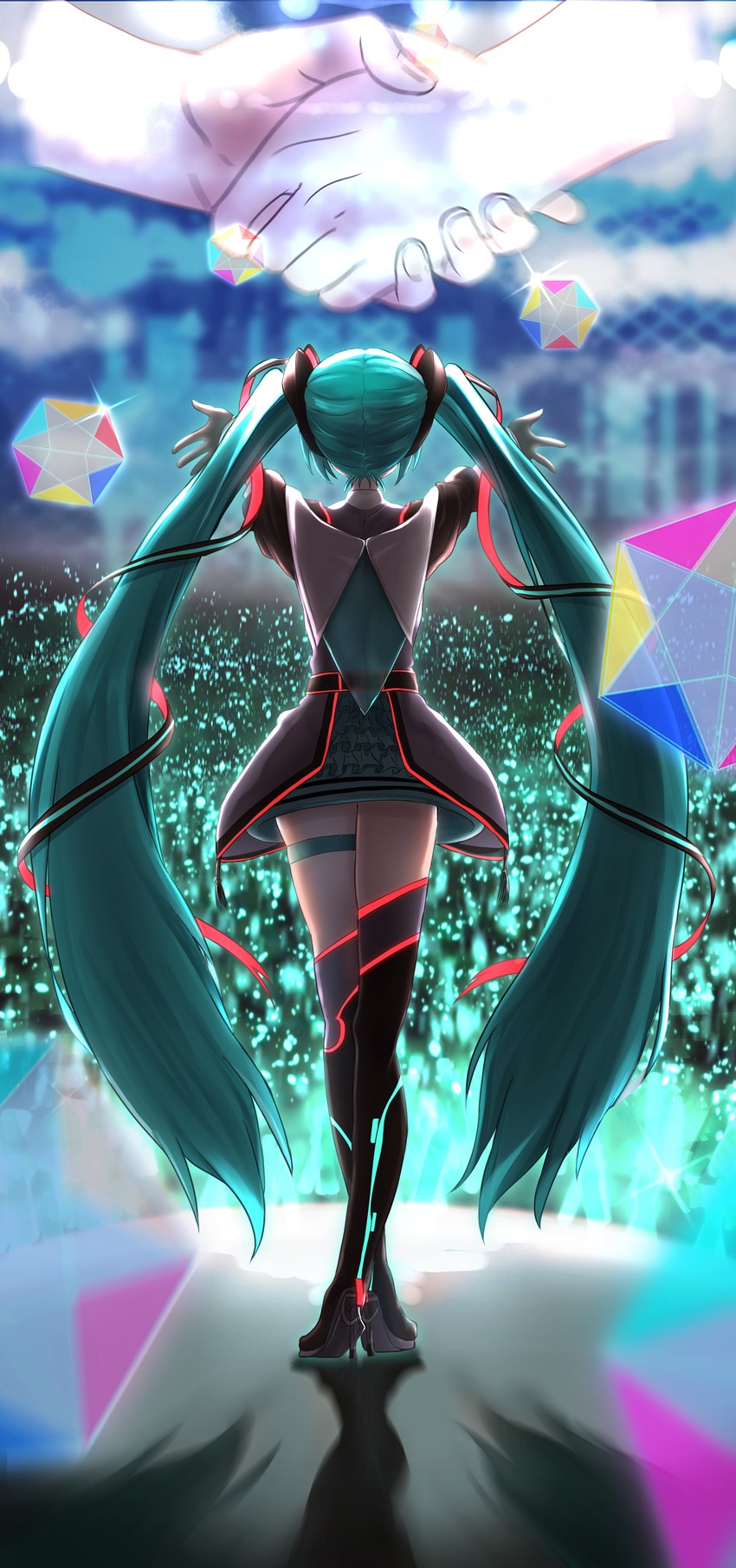 hatsune miku and magical mirai miku (vocaloid and 2 more) drawn by itogari