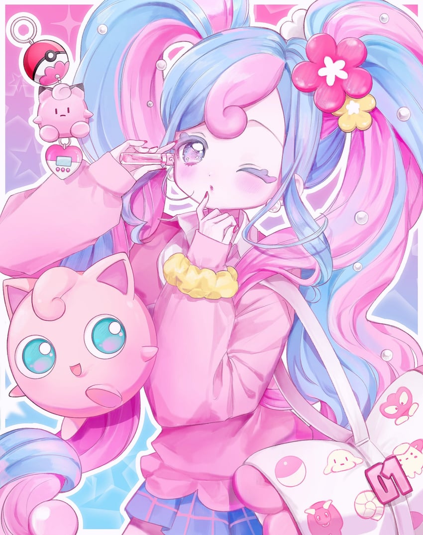 hatsune miku, jigglypuff, clefairy, fairy miku, and clefairy sprite (pokemon and 2 more) drawn by mipi_(u3u_00)