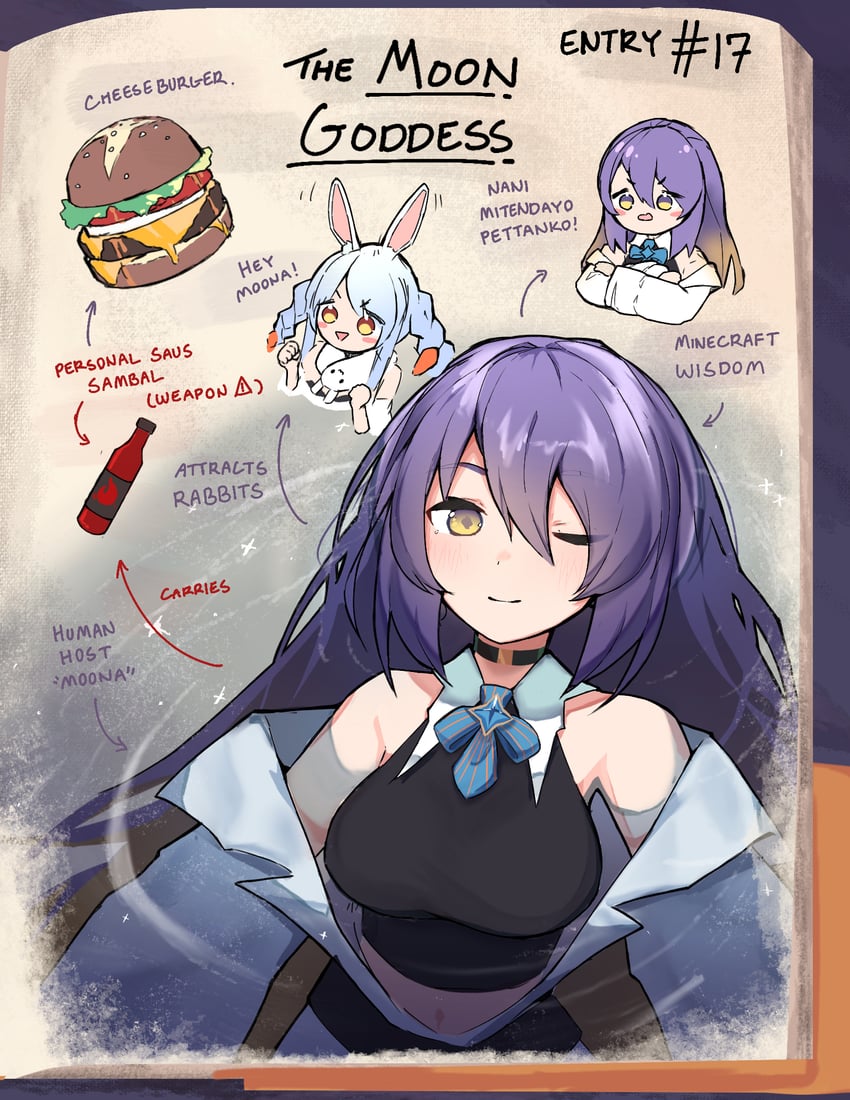usada pekora, don-chan, and moona hoshinova (hololive and 1 more) drawn by taiyo_sketches