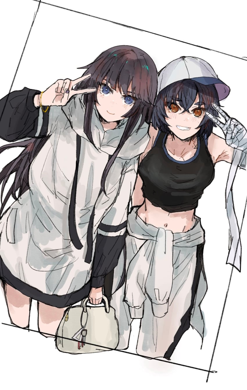 senjougahara hitagi and kanbaru suruga (monogatari) drawn by valhalla0707