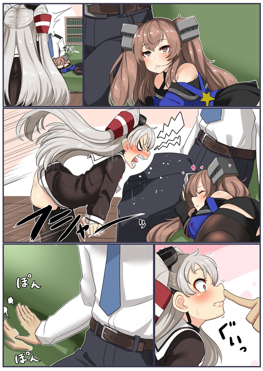 admiral, amatsukaze, and johnston (kantai collection) drawn by konoshige_(ryuun)