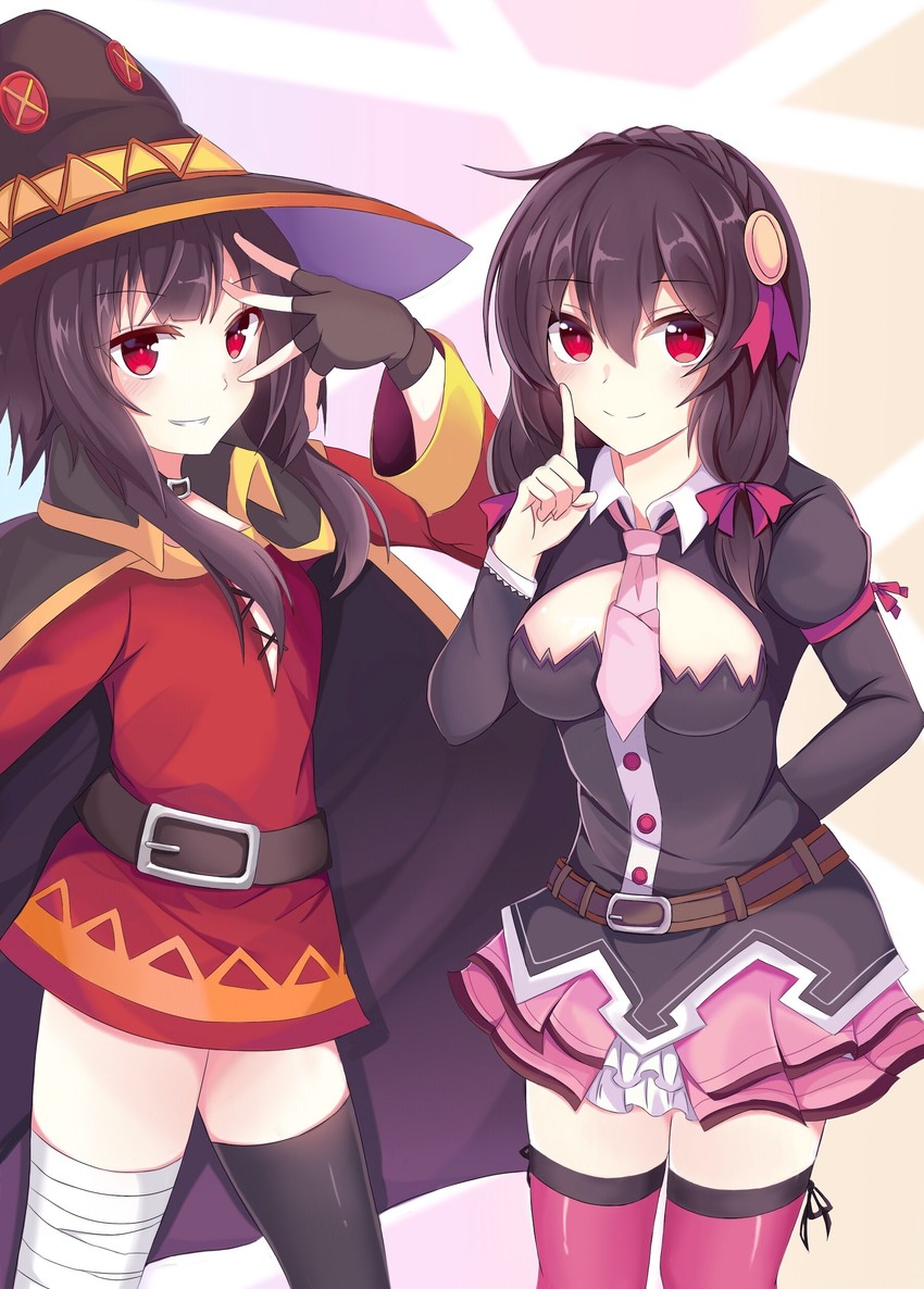 megumin and yunyun (kono subarashii sekai ni shukufuku wo!) drawn by kenta_(octokenta)
