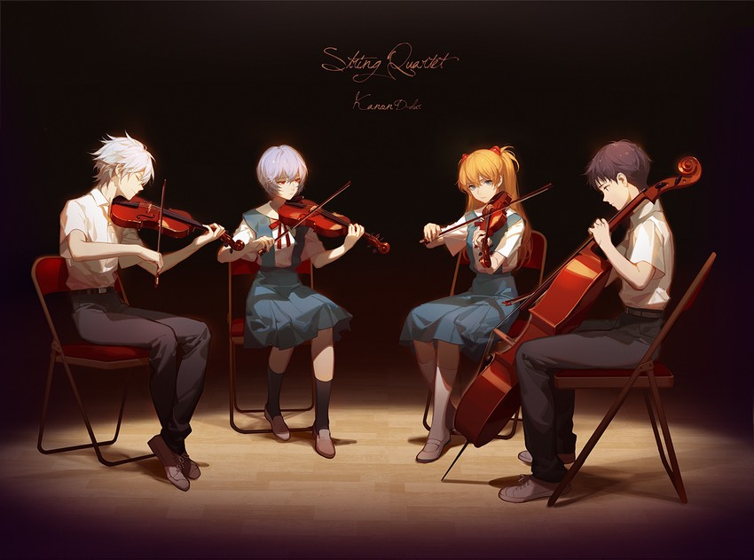 souryuu asuka langley, ayanami rei, ikari shinji, and nagisa kaworu (neon genesis evangelion and 1 more) drawn by ask_(askzy)