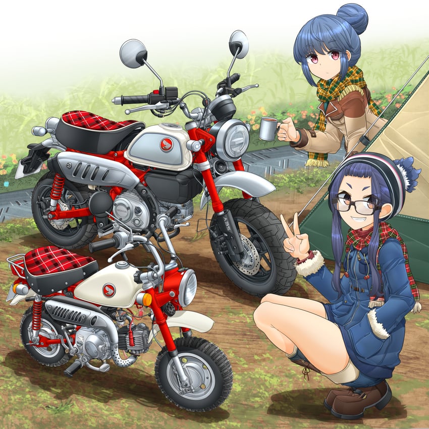 shima rin and oogaki chiaki (yurucamp) drawn by mikeran_(mikelan)