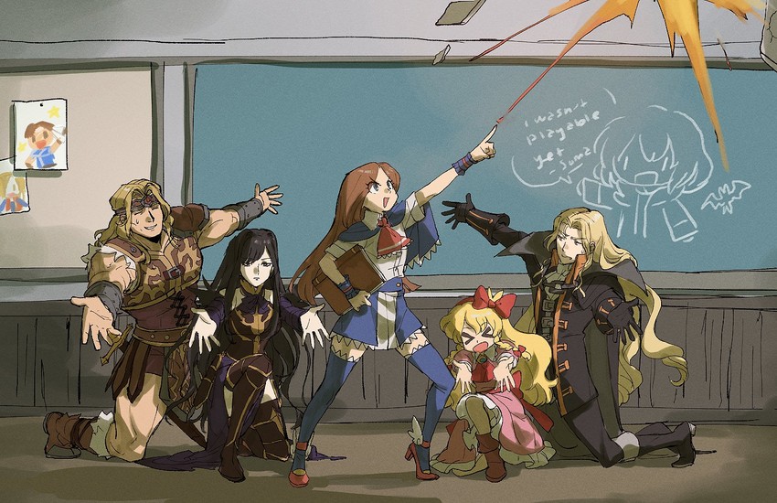 charlotte aulin, richter belmont, alucard, maria renard, simon belmont, and 3 more (suzumiya haruhi no yuuutsu and 7 more) drawn by jeto_(jetopyon)