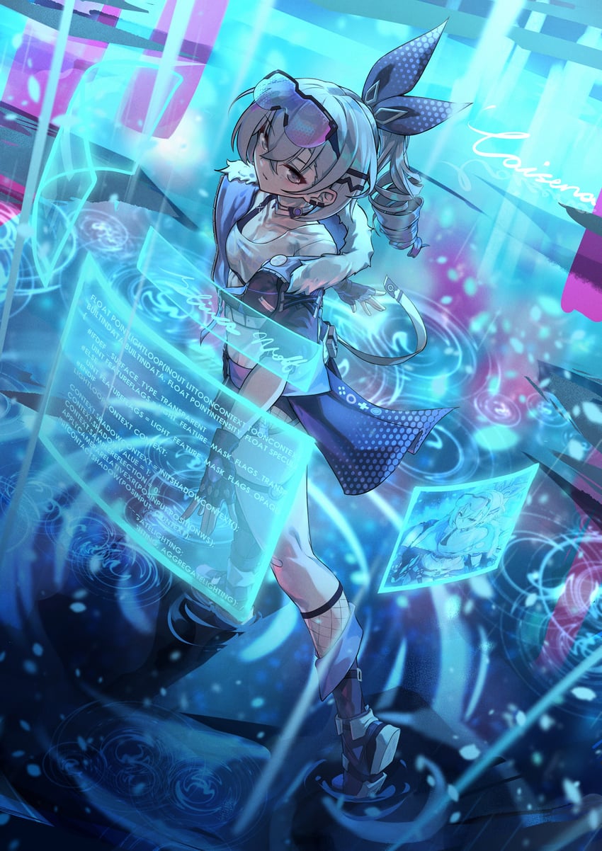 silver wolf (honkai and 1 more) drawn by caisena