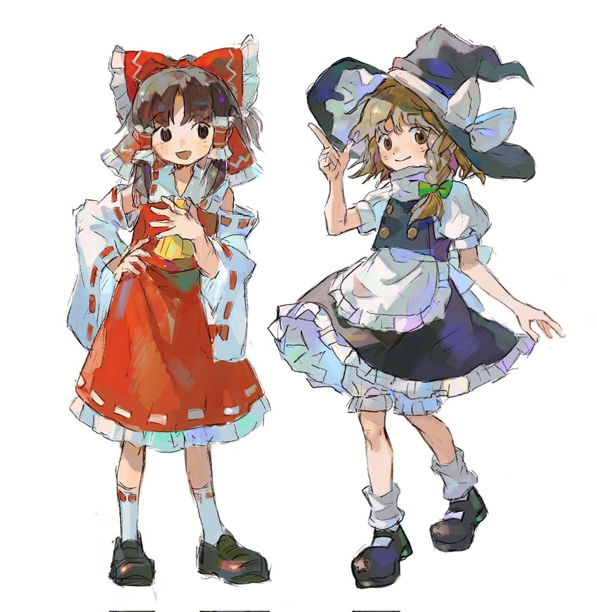 hakurei reimu and kirisame marisa (touhou) drawn by miko_(15476997)