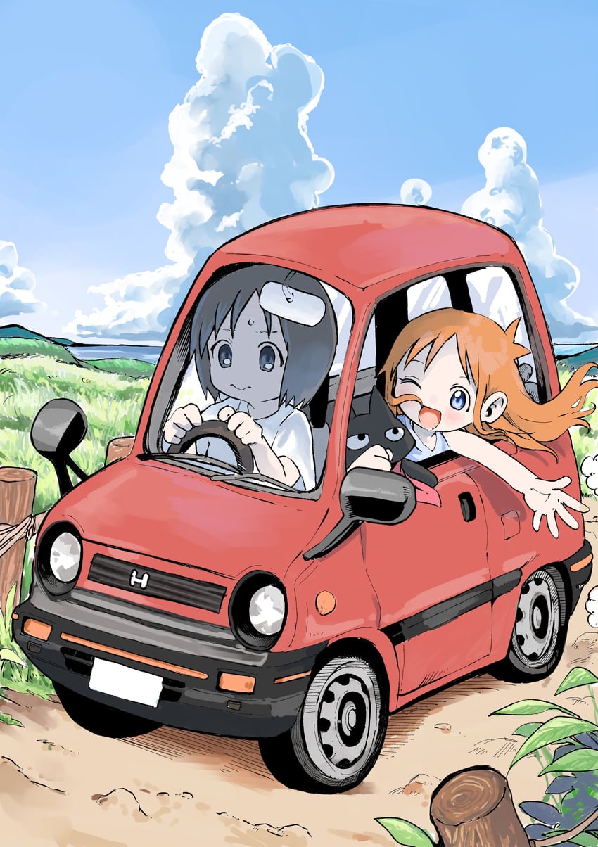 shinonome nano, professor shinonome, and sakamoto (nichijou) drawn by reo_(salmomomon)