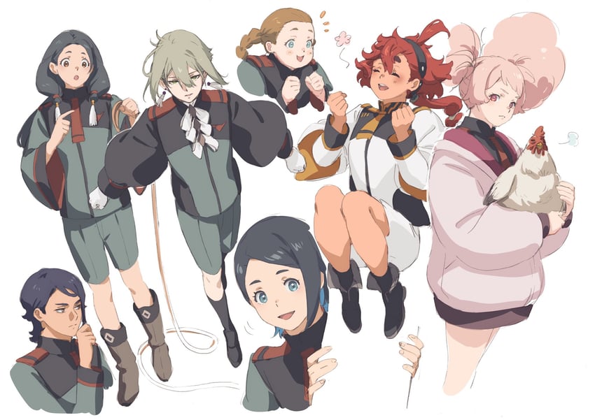 suletta mercury, elan ceres, chuatury panlunch, nika nanaura, lilique kadoka lipati, and 2 more (gundam and 1 more) drawn by 314pic