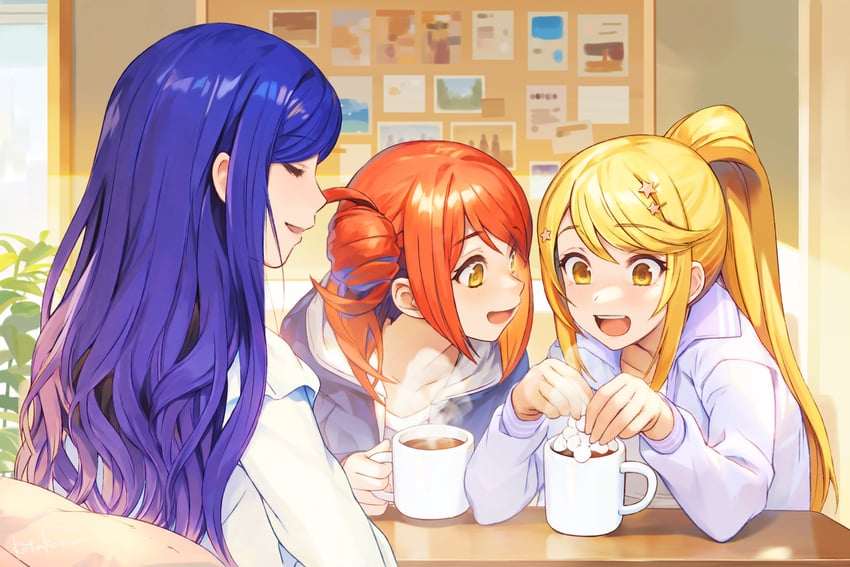 ootsuki aruru, kochou shizuha, and kano misora (shoujo kageki revue starlight and 1 more) drawn by takano_kou