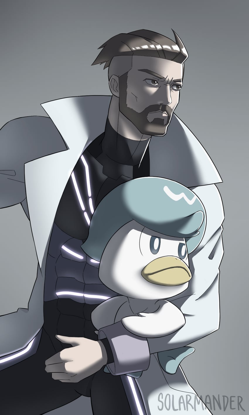 quaxly and professor turo (pokemon and 1 more) drawn by evan_wo_sekai