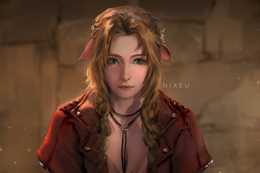 aerith gainsborough (final fantasy and 1 more) drawn by nixeu