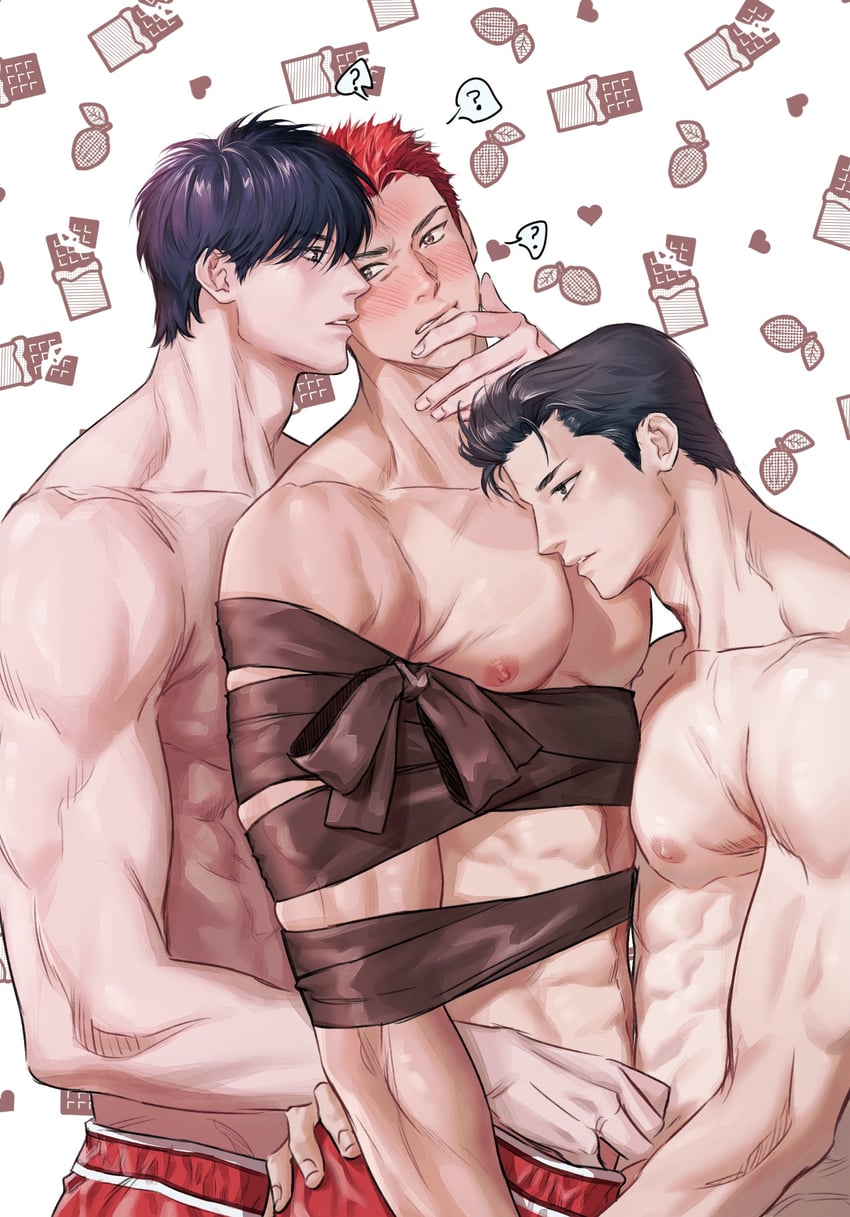 sakuragi hanamichi, rukawa kaede, and mito youhei (slam dunk) drawn by letsnongnol