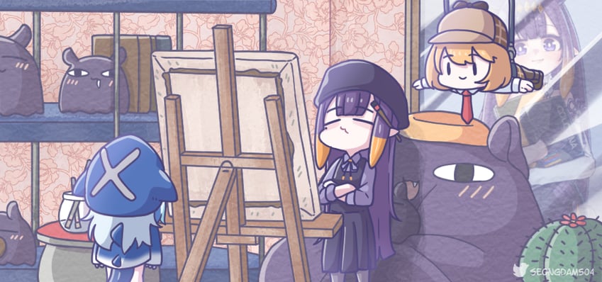 gawr gura, ninomae ina'nis, watson amelia, and takodachi (hololive and 1 more) drawn by monja_(monja0521)