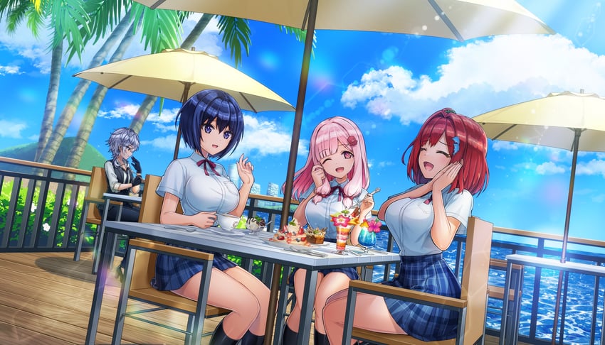 sakimiya iruka, tojou michiru, nacht, and sarah anthony (dolphin wave) drawn by ootomo_takuji