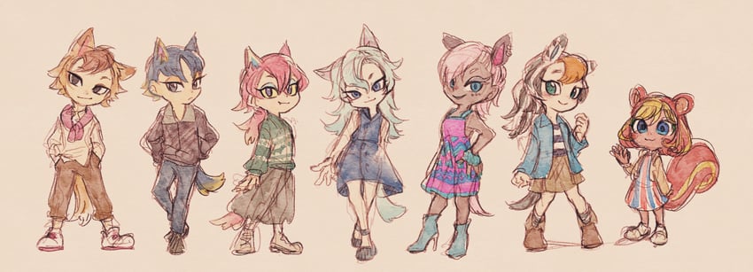 whitney, reneigh, wolfgang, freya, chief, and 2 more (animal crossing) drawn by ukata