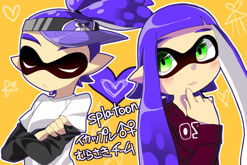 inkling player character, inkling girl, and inkling boy (splatoon and 1 more) drawn by sayo25