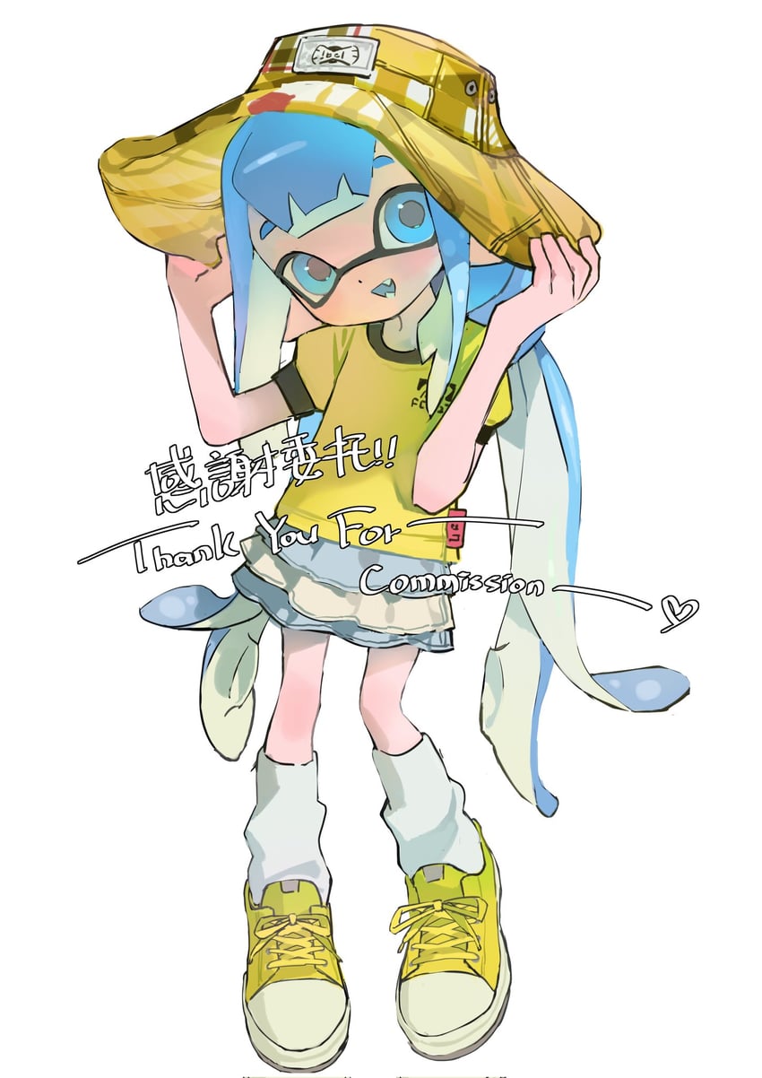 inkling player character and inkling girl (splatoon) drawn by p-pepper