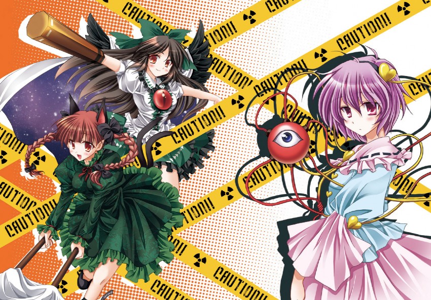 komeiji satori, kaenbyou rin, and reiuji utsuho (touhou) drawn by bikuto_ryuu
