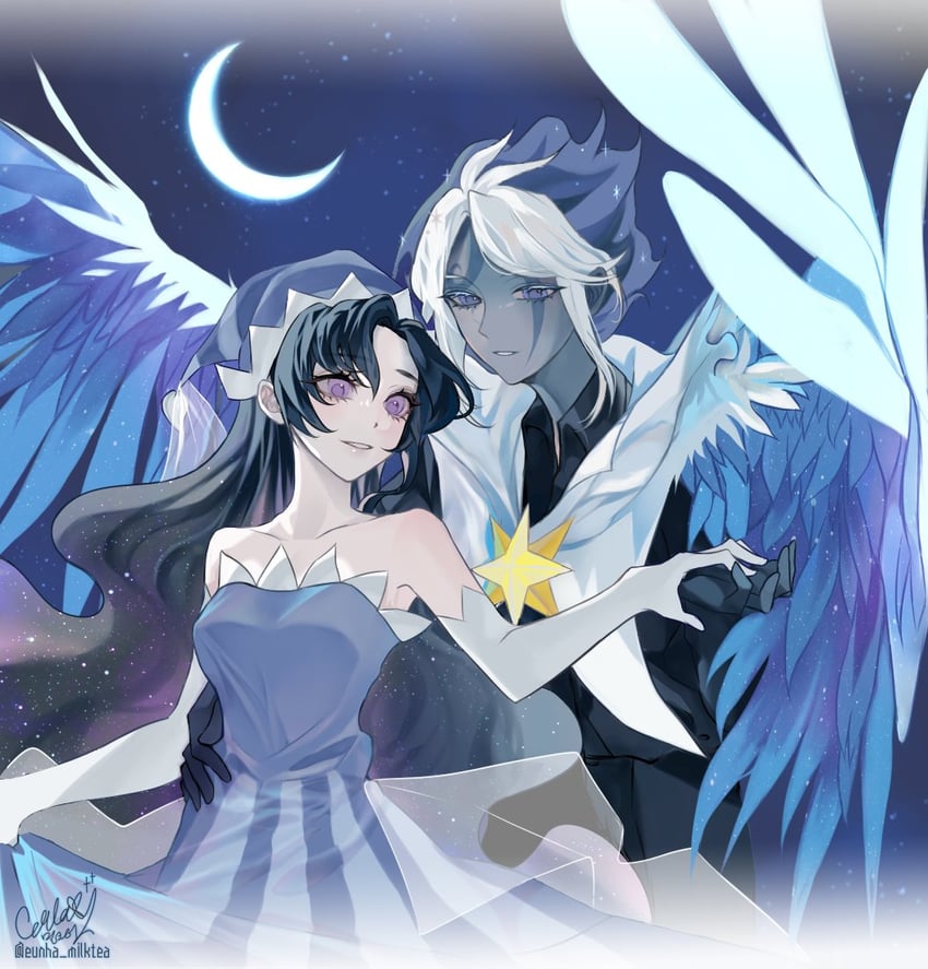 moonlight cookie and stardust cookie (cookie run and 1 more) drawn by eunha_milktea
