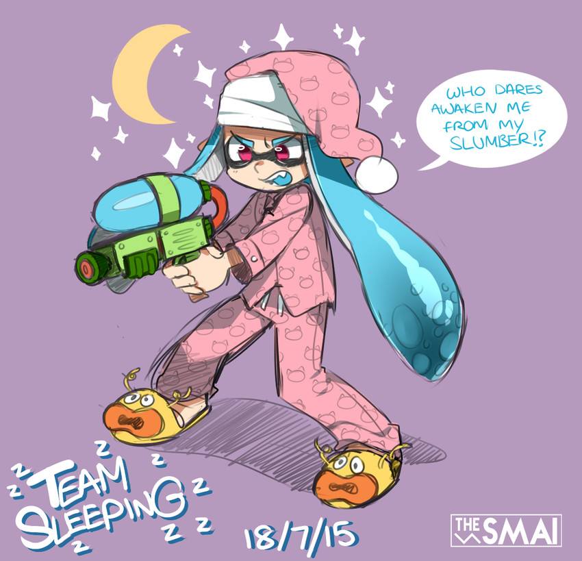 inkling player character, inkling girl, and zapfish (splatoon and 1 more) drawn by sami_briggs