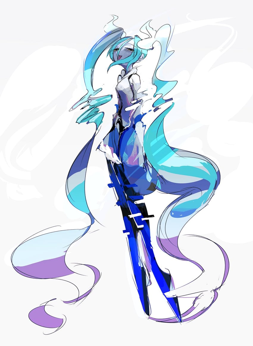 hatsune miku and ghost miku (pokemon and 2 more) drawn by uzu_(482_air)