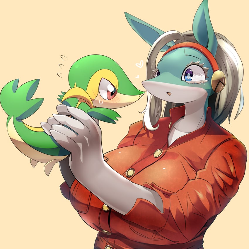 snivy and ippan josei (pokemon and 1 more) drawn by lets0020