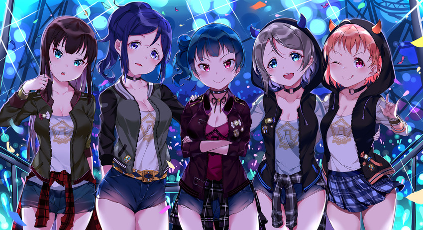 watanabe you, tsushima yoshiko, takami chika, matsuura kanan, and kurosawa dia (love live! and 1 more) drawn by tem10