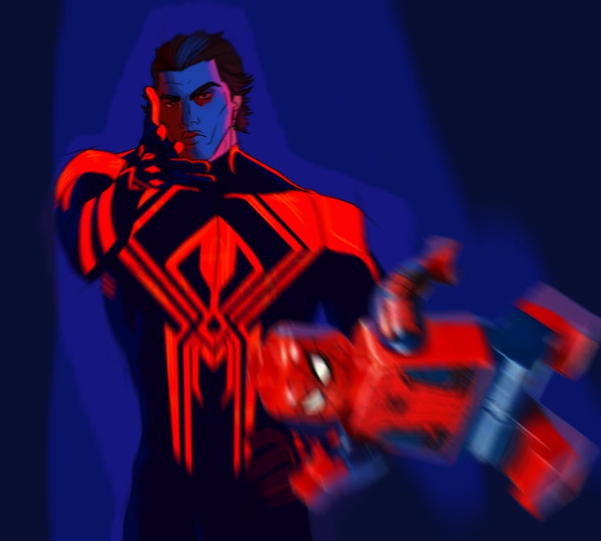 miguel o'hara and spider-man (marvel and 3 more) drawn by anodynia