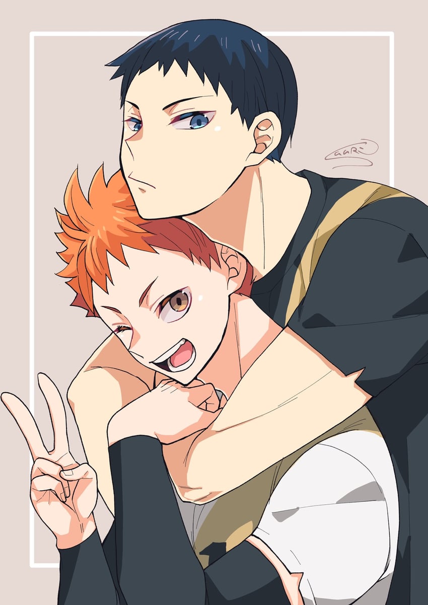 hinata shouyou and kageyama tobio (haikyuu!!) drawn by suuri_0
