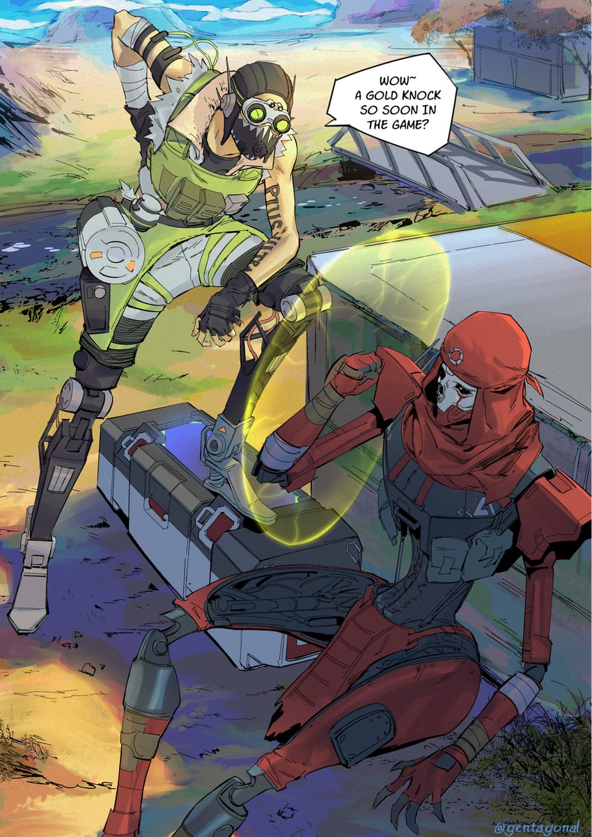octane, revenant, and classic revenant (apex legends) drawn by gentagonal