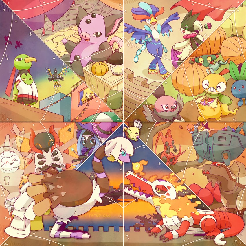 pikachu, meowscarada, oddish, dreepy, fletchling, and 15 more (pokemon) drawn by samsung_(yuzuikka)
