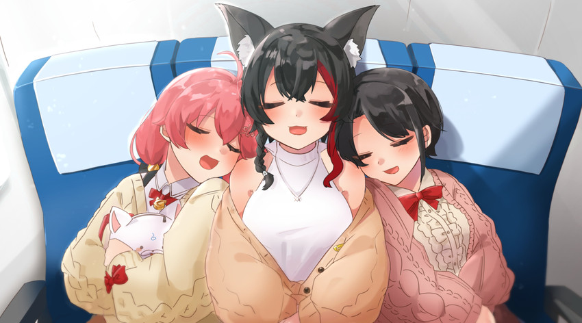 sakura miko, ookami mio, oozora subaru, and 35p (hololive) drawn by kumaihaku