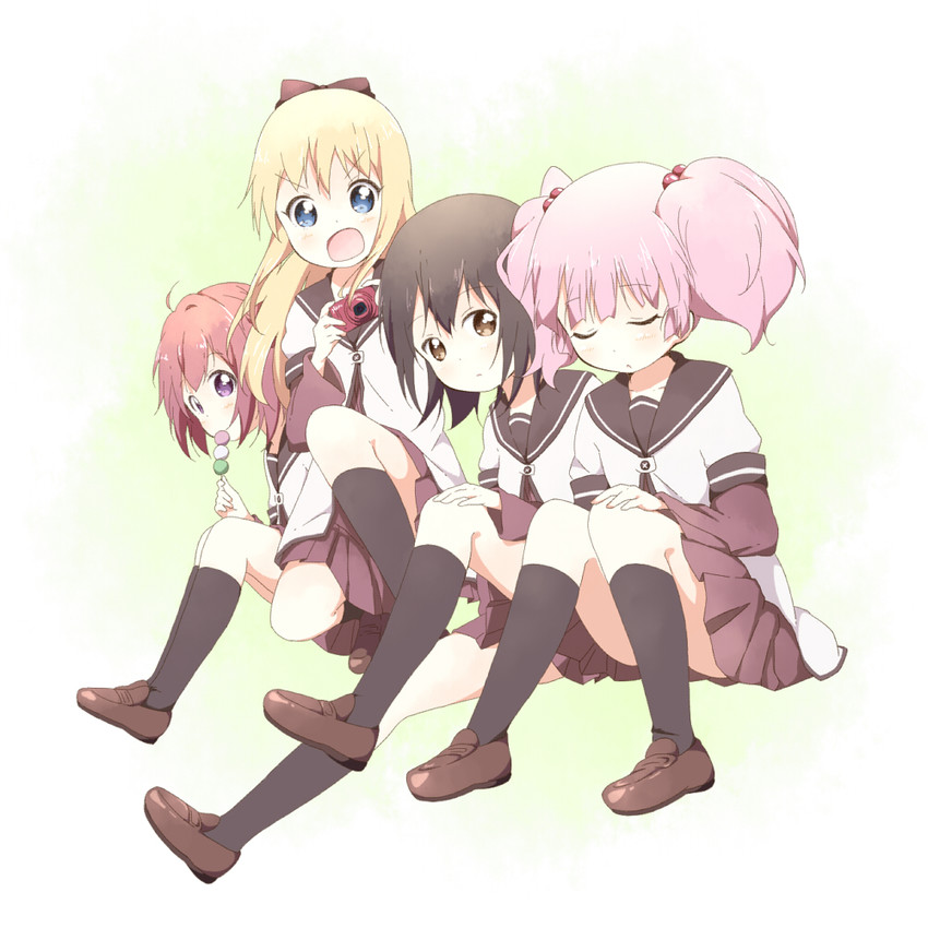 toshinou kyouko, akaza akari, funami yui, and yoshikawa chinatsu (yuruyuri) drawn by toma_(shinozaki)