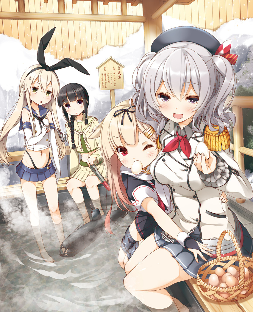 shimakaze, yuudachi, yuudachi kai ni, kashima, kitakami, and 1 more (kantai collection) drawn by yume_no_owari