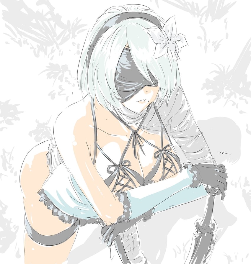 2b and kaine (nier:automata and 1 more) drawn by mitsugu