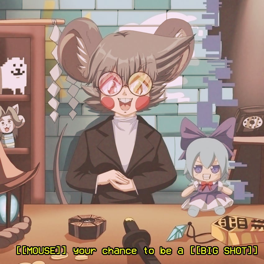 cirno, nazrin, annoying dog, spamton g. spamton, and temmie (touhou and 1 more) drawn by step_arts