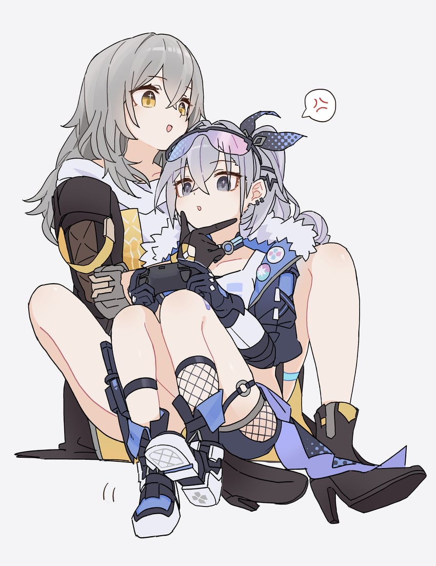 trailblazer, stelle, and silver wolf (honkai and 1 more) drawn by origami_gyokuo