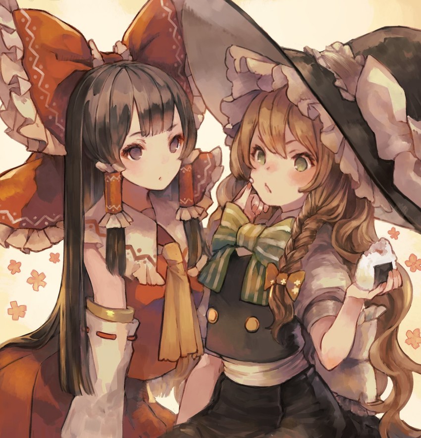 hakurei reimu and kirisame marisa (touhou) drawn by chobi_(sakuyasakuhana)