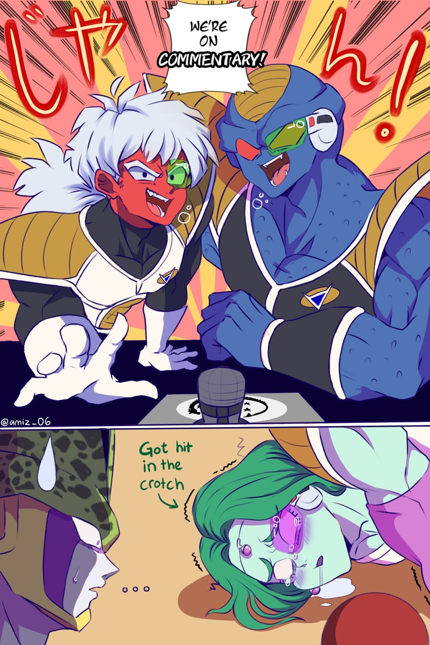 cell, perfect cell, zarbon, jeice, and burter (dragon ball and 2 more) drawn by amiz06