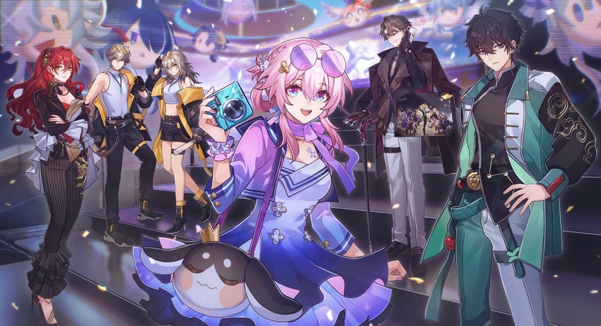 trailblazer, stelle, march 7th, acheron, caelus, and 9 more (honkai and 1 more) drawn by cioccolatodorima