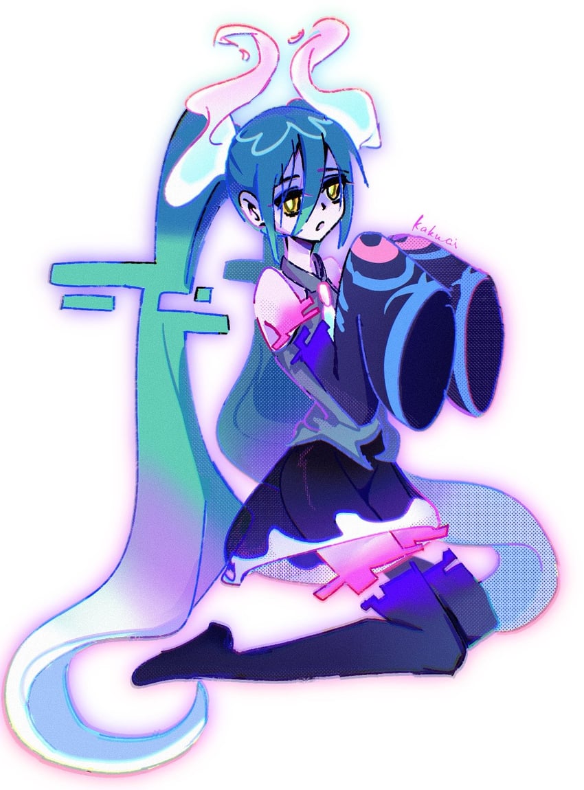 hatsune miku and ghost miku (pokemon and 2 more) drawn by kakuai